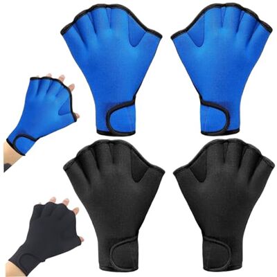 Aetherize Swim Gloves 2 Pair Nylon Webbed Swimming Gloves Protective Swimming for Men Women with Wrist Strap Water Resistance Swim for Training Diving, S Webbed Aetherize Swim Gloves 2 Pair Nylon Webbed Swimming Gloves Protective Swimming for Men Women with Wrist Strap Water Resistance Swim for Training Diving, S Webbed