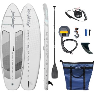 AQUAPLANET Allround Ten 10’ Inflatable Paddle Board Package for Adults, 15cm Thick, Lightweight Compact SUP, Stable Allround Board with Electric Pump & Full Kit AQUAPLANET Allround Ten 10’ Inflatable Paddle Board Package for Adults, 15cm Thick, Lightweight Compact SUP, Stable Allround Board with Electric Pump & Full Kit