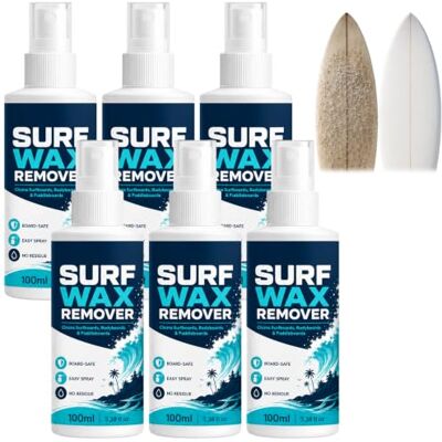 WRJFD Surfboard Wax Remover Cleaner, Surf Wax Cleaner for Boards Care (6pcs) Paddleboards Wax Remover Spray, Quick Acting Cleaner for Ship Plank, Surfboards, Bodyboards and Paddleboards WRJFD Surfboard Wax Remover Cleaner, Surf Wax Cleaner for Boards Care (6pcs) Paddleboards Wax Remover Spray, Quick Acting Cleaner for Ship Plank, Surfboards, Bodyboards and Paddleboards