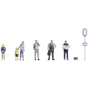 NOCH ® Figure Set At the Bus Stop with Six Figures, H0 Scale 1:87, Perfect for Model Train, Diorama and DIY Craft Projects NOCH ® Figure Set At the Bus Stop with Six Figures, H0 Scale 1:87, Perfect for Model Train, Diorama and DIY Craft Projects