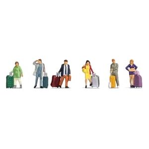 NOCH ® Travellers, 6 figures with large luggage, for model railway track TT 1:120, perfect for your model landscape NOCH ® Travellers, 6 figures with large luggage, for model railway track TT 1:120, perfect for your model landscape