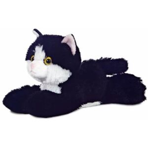 AURORA , 12743, Mini Flopsie Maynard Cat, 8in , Soft Toy, Black & White AURORA , 12743, Mini Flopsie Maynard Cat, 8in , Soft Toy, Black & White
