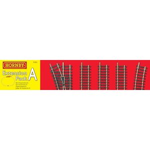 Hornby R8221 OO Gauge Track Extension Pack A Extra Track Pieces for Model Railway Sets, Model Train Track Pieces, Includes Straights, Double Straight, Curves, LH Point & Buffer Stop- Scale 1:76 Hornby R8221 OO Gauge Track Extension Pack A Extra Track Pieces for Model Railway Sets, Model Train Track Pieces, Includes Straights, Double Straight, Curves, LH Point & Buffer Stop- Scale 1:76