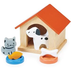 Mentari Wooden Doll's House Dog & Cat Pet Set - Imaginative Play Toy For Children Ages 3+