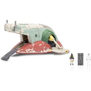 Jazwares Star Wars Micro Galaxy Squadron Boba Fett's Starship (Ep 5) 7-Inch Vehicle with Flight Display Stand and Three 1-Inch Micro Figure Accessories Jazwares Star Wars Micro Galaxy Squadron Boba Fett's Starship (Ep 5) 7-Inch Vehicle with Flight Display Stand and Three 1-Inch Micro Figure Accessories