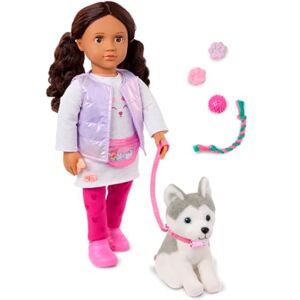 Our Generation Estella 18-Inch Doll & Pet Puppy Set Lifelike Dark-Brown Eyes & Wavy Dark-Brown Hair Husky Dog Plush Stuffed Animal & Accessories Pretend Play Toy for Kids 3 Years + Our Generation Estella 18-Inch Doll & Pet Puppy Set Lifelike Dark-Brown Eyes & Wavy Dark-Brown Hair Husky Dog Plush Stuffed Animal & Accessories Pretend Play Toy for Kids 3 Years +