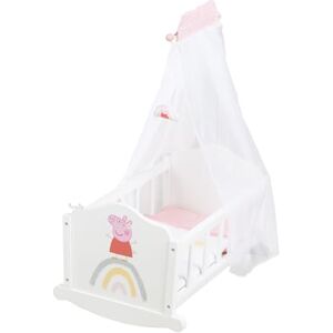 roba Peppa Pig Wooden Doll Cradle Including Accessories Doll Bed with Pillow, Blanket & Canopy Design from The Cartoon Series Doll Furniture White/Pink Lacquered roba Peppa Pig Wooden Doll Cradle Including Accessories Doll Bed with Pillow, Blanket & Canopy Design from The Cartoon Series Doll Furniture White/Pink Lacquered