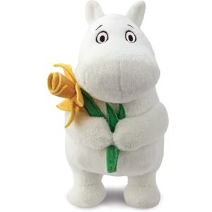 Aurora , 61555, Moomin Standing with Daffodil 6.5In, Soft Toy, White Aurora , 61555, Moomin Standing with Daffodil 6.5In, Soft Toy, White