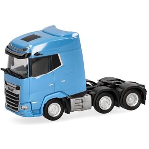 Herpa truck model DAF XG rigid tractor 3axles (6x2), on a scale of 1:87, plastic miniature, made in Germany, model building, collectors edition, light blue Herpa truck model DAF XG rigid tractor 3axles (6x2), on a scale of 1:87, plastic miniature, made in Germany, model building, collectors edition, light blue