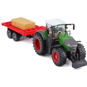 Bburago Die-Cast FENDT 1050 VARIO TRACTOR with Workiing BALE TRAILER Detailed Replica Collectible Model Toy, Green Bburago Die-Cast FENDT 1050 VARIO TRACTOR with Workiing BALE TRAILER Detailed Replica Collectible Model Toy, Green