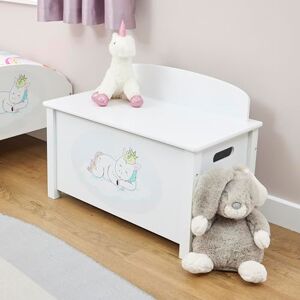 Liberty House Toys Kid's Wooden Unicorn Toy Box, White Liberty House Toys Kid's Wooden Unicorn Toy Box, White