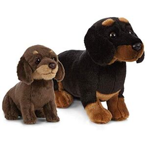 Living Nature Soft Toy Gift Bundle Plush Dachshund, Sausage Dog (20cm) & Puppy (16cm), Black & Brown Living Nature Soft Toy Gift Bundle Plush Dachshund, Sausage Dog (20cm) & Puppy (16cm), Black & Brown