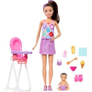 Barbie Skipper Babysitters Inc. Playset with Brunette Doll, Brunette Toddler Doll, High Chair & 8 Accessories Including Food, JJB44 Barbie Skipper Babysitters Inc. Playset with Brunette Doll, Brunette Toddler Doll, High Chair & 8 Accessories Including Food, JJB44