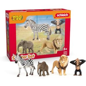SCHLEICH Wild Life 4PK Africa Starter Playset Includes Zebra, Monkey, Elephant and Lion Toy Figures Safari Figurines for Kids Ages 3+ 42721 SCHLEICH Wild Life 4PK Africa Starter Playset Includes Zebra, Monkey, Elephant and Lion Toy Figures Safari Figurines for Kids Ages 3+ 42721
