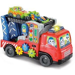 VTech Road Rescue Car Carrier, Interactive Car Carrier Truck, Includes 2 Cars, 55+ Sound Effects, Motor Skills Development, Suitable for Ages 12, 18, 24 Months, English Version VTech Road Rescue Car Carrier, Interactive Car Carrier Truck, Includes 2 Cars, 55+ Sound Effects, Motor Skills Development, Suitable for Ages 12, 18, 24 Months, English Version