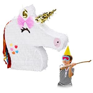 Relaxdays Unicorn Pinata, Hanging, for Girls, Unicorn Piñata, Fillable, White Relaxdays Unicorn Pinata, Hanging, for Girls, Unicorn Piñata, Fillable, White