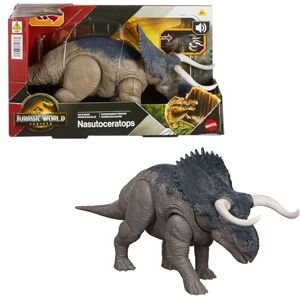 Mattel Jurassic World Rebirth Wild Roar Nasutoceratops Dinosaur Toy with Tail-Controlled Chomp Multi-Direction Attack & Sound, Posable & Digital Play, JGC81, Earthy/Neutral Mattel Jurassic World Rebirth Wild Roar Nasutoceratops Dinosaur Toy with Tail-Controlled Chomp Multi-Direction Attack & Sound, Posable & Digital Play, JGC81, Earthy/Neutral