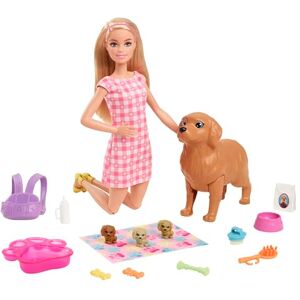 Barbie Doll and Pets Playset, Blonde Doll with Mommy Dog and 3 Puppies, Colour Changing Features Pet Accessories, Toys for Ages 3 and Up, One Doll with Dogs, HCK75 Barbie Doll and Pets Playset, Blonde Doll with Mommy Dog and 3 Puppies, Colour Changing Features Pet Accessories, Toys for Ages 3 and Up, One Doll with Dogs, HCK75
