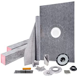 VEVOR Shower Curb Kit, 48"x72" Watertight Shower Curb Overlay with 4" PVC Central Bonding Flange, 4" Stainless Steel Grate, 2 Cuttable Shower Curb and Trowel, Shower Pan Slope Sticks Fit for Bath VEVOR Shower Curb Kit, 48"x72" Watertight Shower Curb Overlay with 4" PVC Central Bonding Flange, 4" Stainless Steel Grate, 2 Cuttable Shower Curb and Trowel, Shower Pan Slope Sticks Fit for Bath