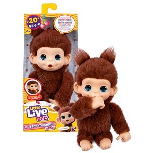 Little Live Pets Baby Monkey Minis – Chikki Cherry. Interactive Pet Toy. 20+ Sounds & Reactions. Soft Brown Fur. 7.4" Tall. Super Realistic. Feed, Nurture, React. Grippy Hands & Feet. Collect All 3 Little Live Pets Baby Monkey Minis – Chikki Cherry. Interactive Pet Toy. 20+ Sounds & Reactions. Soft Brown Fur. 7.4" Tall. Super Realistic. Feed, Nurture, React. Grippy Hands & Feet. Collect All 3