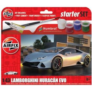 Airfix Starter Set A55007 Lamborghini Huracán EVO Model Building Kit Plastic Model Car Kits for Adults & Children 8+, Set Includes Decals, Acrylic Paints, Brushes & Poly Cement 1:43 Scale Model Airfix Starter Set A55007 Lamborghini Huracán EVO Model Building Kit Plastic Model Car Kits for Adults & Children 8+, Set Includes Decals, Acrylic Paints, Brushes & Poly Cement 1:43 Scale Model