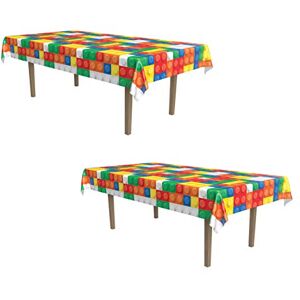 Beistle 54947 2 Piece Building Blocks Table Covers, 54" x 108", Multicolor Beistle 54947 2 Piece Building Blocks Table Covers, 54" x 108", Multicolor
