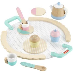 Fisher-Price Wood Pretend Play Toy Tea Set, 12-Piece Wooden Playset with Teapot, Cups & Saucers for Preschool Kids Ages 3+ Years, HXT82 Fisher-Price Wood Pretend Play Toy Tea Set, 12-Piece Wooden Playset with Teapot, Cups & Saucers for Preschool Kids Ages 3+ Years, HXT82
