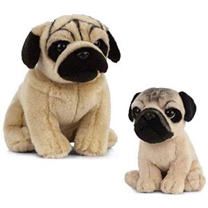 Living Nature Soft Toy Gift Bundle Plush Pug Dog (20cm) & Puppy (16cm, Brown Living Nature Soft Toy Gift Bundle Plush Pug Dog (20cm) & Puppy (16cm, Brown
