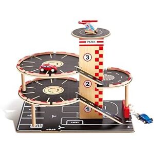 Hape Sustainable Wood Toy Car, Toys For Kids, “Park And Go” Garage Set With 4 Levels, 1 Lift, 2 Toy Cars, 1 Toy Helicopter. 3 years + Hape Sustainable Wood Toy Car, Toys For Kids, “Park And Go” Garage Set With 4 Levels, 1 Lift, 2 Toy Cars, 1 Toy Helicopter. 3 years +