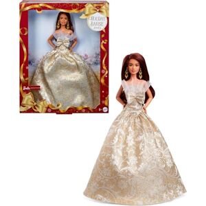 Barbie Signature, 2025 Holiday Dark Brown Hair Fashion Doll Wearing Silver & Gold Gown, Seasonal Collector Toy in Displayable Packaging, JBJ02 Barbie Signature, 2025 Holiday Dark Brown Hair Fashion Doll Wearing Silver & Gold Gown, Seasonal Collector Toy in Displayable Packaging, JBJ02