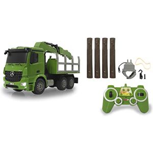Jamara 404935 Wood Transporter Mercedes-Benz Arocs 1:20 2.4 GHz 4WD Crane and Gripper, Realistic Sounds Can Be Switched Off, Light, Indicator, Includes Wooden Trunks, Green Jamara 404935 Wood Transporter Mercedes-Benz Arocs 1:20 2.4 GHz 4WD Crane and Gripper, Realistic Sounds Can Be Switched Off, Light, Indicator, Includes Wooden Trunks, Green