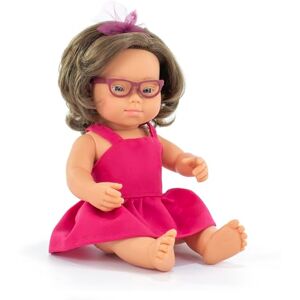 Miniland Baby Doll Caucasian Girl with down syndrome and glasses 38cm. Made in Spain with vanilla scent. Anatomically correct. My Friends & Me collection Miniland Baby Doll Caucasian Girl with down syndrome and glasses 38cm. Made in Spain with vanilla scent. Anatomically correct. My Friends & Me collection