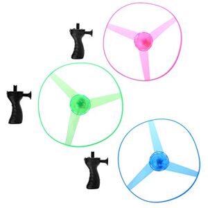 haiaxx LED Flashing Plastic Pull String Flying Saucer Propeller Toy Disc Helicopter New Rose flower ball See the picture