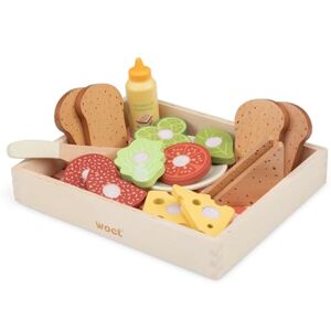 Woet ® Wooden Toy Sandwich Set for Kids With Bread, Cheese, Tomato, Lettuce and Ketchup Served in Wooden Tray Role Play Kitchen Toy Age 2 Years+ Woet ® Wooden Toy Sandwich Set for Kids With Bread, Cheese, Tomato, Lettuce and Ketchup Served in Wooden Tray Role Play Kitchen Toy Age 2 Years+
