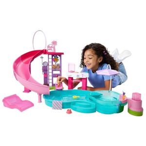 Barbie Dream Pool Playset with 6 Play Areas, Including Slide & Bubbling Hot Tub, Plus 20+ Accessories Like Pet, Floaties & More, JKG83 Barbie Dream Pool Playset with 6 Play Areas, Including Slide & Bubbling Hot Tub, Plus 20+ Accessories Like Pet, Floaties & More, JKG83