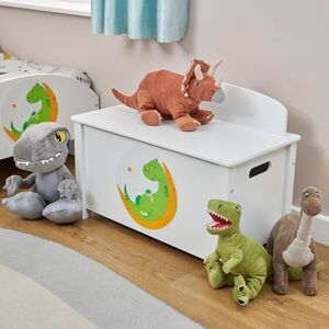 Liberty House Toys Kid's Wooden Dinosaur Toy Box, White Liberty House Toys Kid's Wooden Dinosaur Toy Box, White