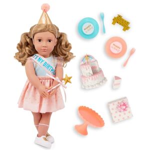 Our Generation – 18-Inch Birthday Doll – Lifelike Brown Eyes & Wavy Dark – Blonde Hair – Party Hat, Cake & Celebratory Accessories – Pretend Play 3+ Years – Romy Our Generation – 18-Inch Birthday Doll – Lifelike Brown Eyes & Wavy Dark – Blonde Hair – Party Hat, Cake & Celebratory Accessories – Pretend Play 3+ Years – Romy