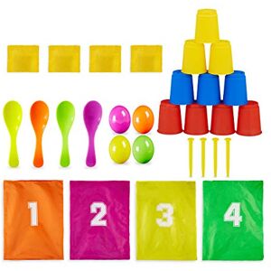 Relaxdays Children's Party Games, 3 in 1 Set, Garden, for Birthday Parties, Sack Race, Egg & Spoon, Can Throwing Relaxdays Children's Party Games, 3 in 1 Set, Garden, for Birthday Parties, Sack Race, Egg & Spoon, Can Throwing