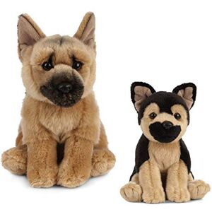 Living Nature German Shepherd Parent & Puppy, Realistic Soft Cuddly Soft Toy Gift Bundle, Naturli Eco-Friendly Plushies, 21cm and 16cm Living Nature German Shepherd Parent & Puppy, Realistic Soft Cuddly Soft Toy Gift Bundle, Naturli Eco-Friendly Plushies, 21cm and 16cm