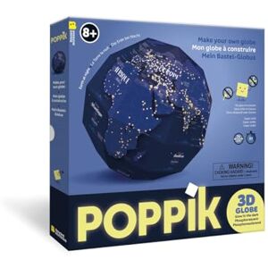 POPPIK 1841265 3D Craft Globe, Earth at Night, Glow-in-the-Dark Learning Globe with Multilingual Booklet, DIY Kit for Children from 8 Years, 26 cm POPPIK 1841265 3D Craft Globe, Earth at Night, Glow-in-the-Dark Learning Globe with Multilingual Booklet, DIY Kit for Children from 8 Years, 26 cm