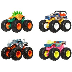 Hot Wheels Monster Trucks, 1:64 Scale Monster Trucks Toy Trucks, Set of 4, Giant Wheels, Favorite Characters and Cool Designs, JGD65 Hot Wheels Monster Trucks, 1:64 Scale Monster Trucks Toy Trucks, Set of 4, Giant Wheels, Favorite Characters and Cool Designs, JGD65