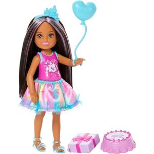 Barbie Club Chelsea 6-Inch Birthday-Themed Small Doll with Purple-Streaked Brunette Hair, Colorful Dress & 4 Party Accessories, JJB38 Barbie Club Chelsea 6-Inch Birthday-Themed Small Doll with Purple-Streaked Brunette Hair, Colorful Dress & 4 Party Accessories, JJB38
