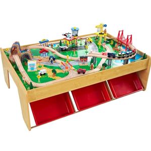 KidKraft Waterfall Mountain Wooden Train Table with Storage Boxes, Train Track Set with Wooden Toy Cars, Crane, Helicopter, Airplane and Accessories Included, Kids’ Toys, 17850 KidKraft Waterfall Mountain Wooden Train Table with Storage Boxes, Train Track Set with Wooden Toy Cars, Crane, Helicopter, Airplane and Accessories Included, Kids’ Toys, 17850