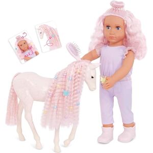 Our Generation Elara & Lumina Doll and Horse 18-inch Girl Doll & Foal Hair Play Duo, Pink Hair, Hairstyling Toy Foal, Hair Play Accessories, Lilac Jumpsuit Dress, For Ages 3+ Our Generation Elara & Lumina Doll and Horse 18-inch Girl Doll & Foal Hair Play Duo, Pink Hair, Hairstyling Toy Foal, Hair Play Accessories, Lilac Jumpsuit Dress, For Ages 3+