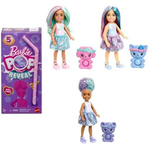 Barbie Chelsea Pop Reveal Doll Set, Treat Series with 5 Surprises Including Scented Small Doll, Pop-It Pet & Color Change (Styles May Vary), JFY01 Barbie Chelsea Pop Reveal Doll Set, Treat Series with 5 Surprises Including Scented Small Doll, Pop-It Pet & Color Change (Styles May Vary), JFY01