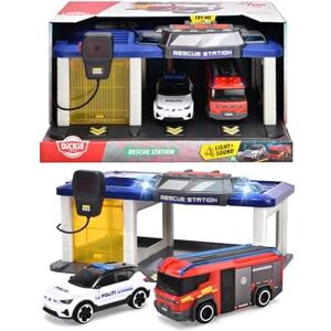 Dickie Toys 203716026018 Danish Rescue Station with Police Car and Fire Engine Rescue Station with Light, Sound, Including Danish Police Car and Brandbi, 31 x 22 x 16 cm, from 3 Years Dickie Toys 203716026018 Danish Rescue Station with Police Car and Fire Engine Rescue Station with Light, Sound, Including Danish Police Car and Brandbi, 31 x 22 x 16 cm, from 3 Years