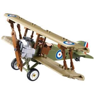 Sluban WWI British Biplane Model, Military Aircraft Building Set with Pilot Minifigure, RAF Roundel Design, Tan and Green, M38-B1293 Sluban WWI British Biplane Model, Military Aircraft Building Set with Pilot Minifigure, RAF Roundel Design, Tan and Green, M38-B1293