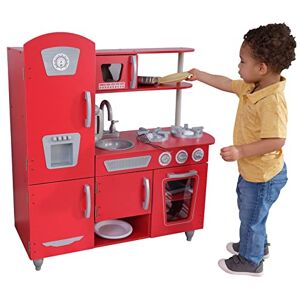 KidKraft Red Vintage Toy Kitchen, Wooden Play Kitchen with Toy Phone, Kids' Kitchen set with Retro Toy Fridge, 53173 KidKraft Red Vintage Toy Kitchen, Wooden Play Kitchen with Toy Phone, Kids' Kitchen set with Retro Toy Fridge, 53173