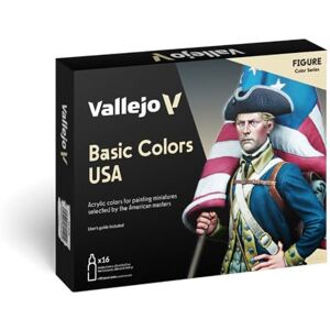 Vallejo 70140 Model Colour Basic Colors USA Acrylic Paint Set 16 x Assorted 17millimeter Colour, Black Vallejo 70140 Model Colour Basic Colors USA Acrylic Paint Set 16 x Assorted 17millimeter Colour, Black