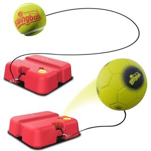 Swingball 2 in 1 All Surface Reflex Soccer and Tennis Trainer for Outdoor Fun, Soccer Ball Trainer, with Tethered Tennis Ball and Paddle Swingball 2 in 1 All Surface Reflex Soccer and Tennis Trainer for Outdoor Fun, Soccer Ball Trainer, with Tethered Tennis Ball and Paddle